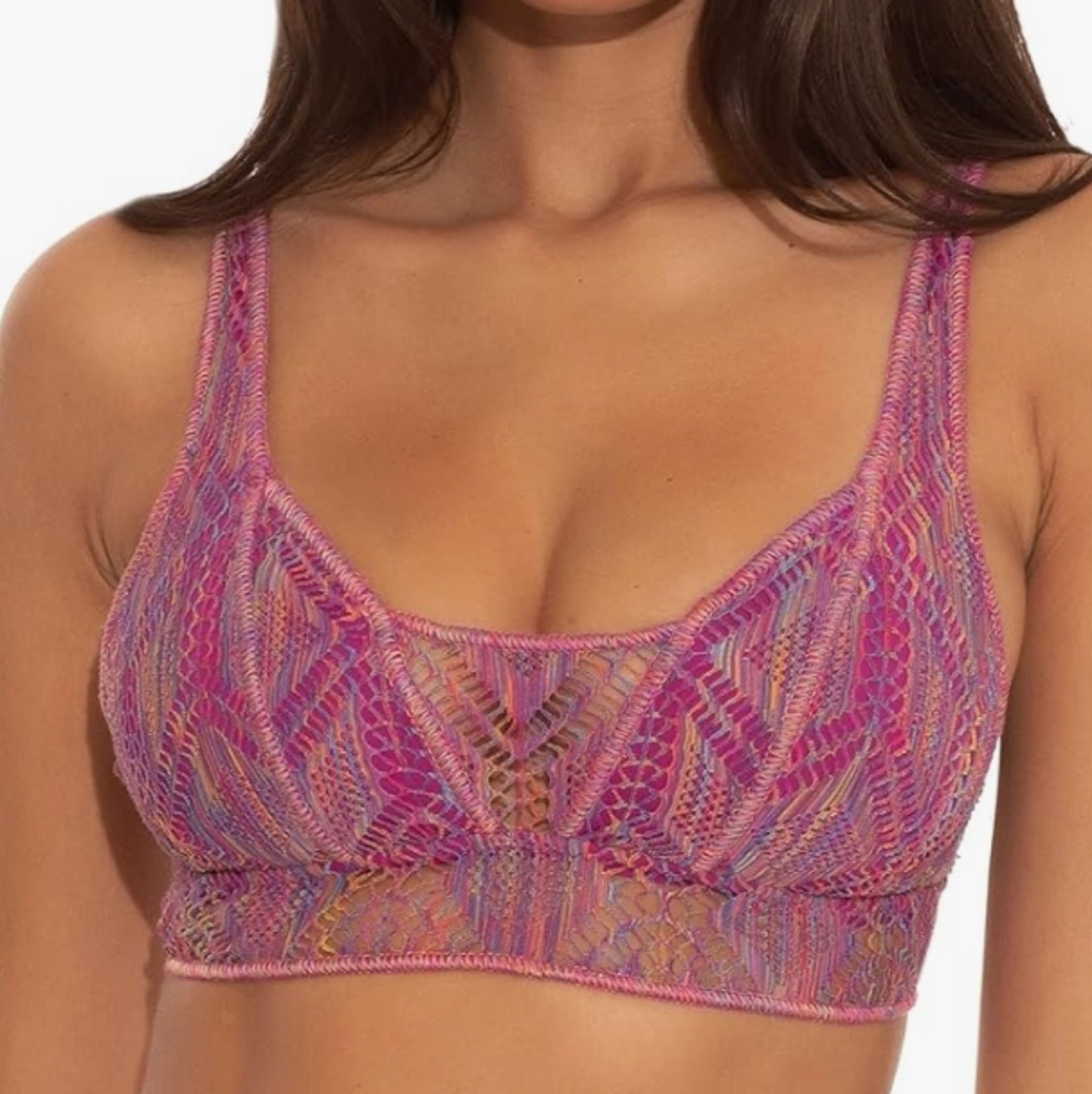 Becca Mosaic Crocheted Multicolored Bikini Top Size M